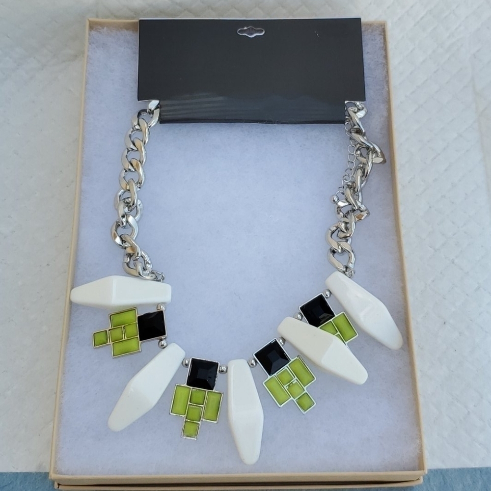 NEW CURB CHAIN COLORBLOCK NECKLACE SUMMER‎ - Picture 2 of 8